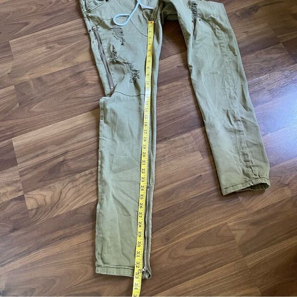 Crysp Denim Cargo Pants Distressed Rips Skinny fit Men's Jean Olive (Waist 31) - Picture 11 of 11